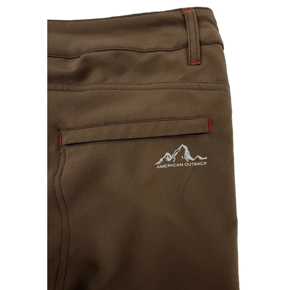 American Outback Mens Small Hiking Shorts Brown Stretch Outdoor Zip Pocket